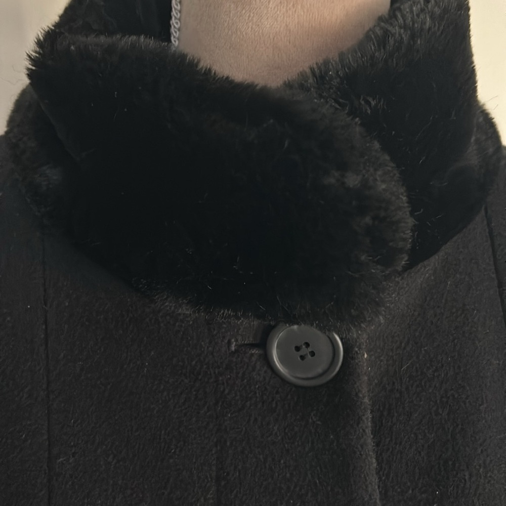 Rare Vintage Fur Collared Wool Winter Trenchcoat - Picture 8 of 9